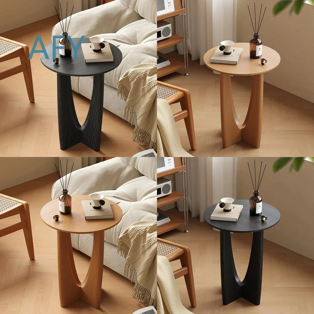 Mid-Century Modern Runder Beistelltisch für Kleine Räume für Schlafzimmer für Sofa für Wohnzimmer Massivholz Beistelltisch Vintage