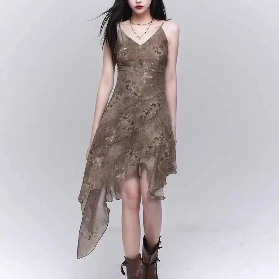 Strap Dress Irregular Design Beautiful Sense Of Coolness Design Sense Of Niche Music Festival Wearing A Concert Sweet Spicy Wind