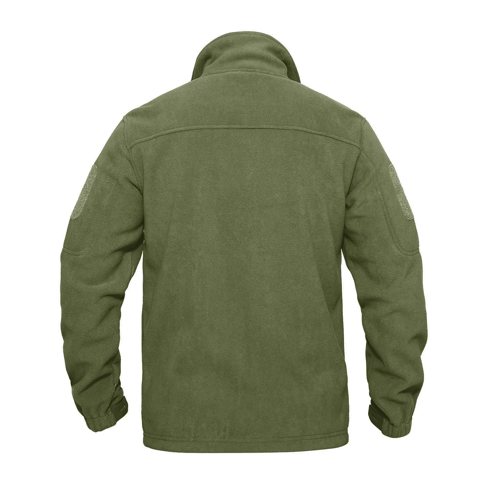 Full Zip Up Green Fleece Jacket Thermal Warm Work Coats Mens Zipper Pockets Jacket Hiking Training Outwear Windbreaker