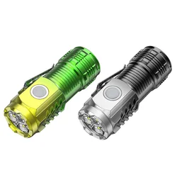 Mini Powerful Flashlight LED Waterproof 5 Gear Portable Camping Flashlight USB  Charging Outdoor Hand Torch for Camping Fishing