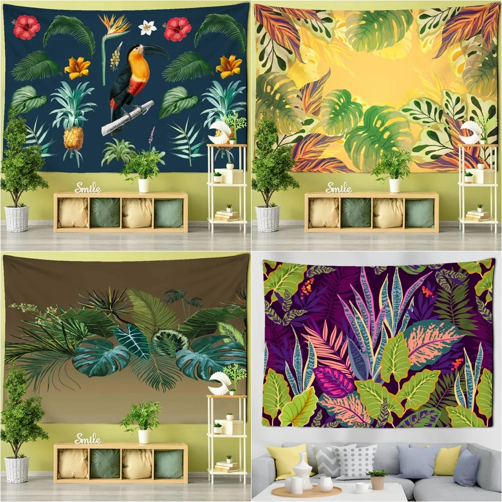 

Tropical Plant leaf Pattern House Dedroom Marine Tapestry Home Decor Living Room Dormitory Wall Dackground Hanging Cloth