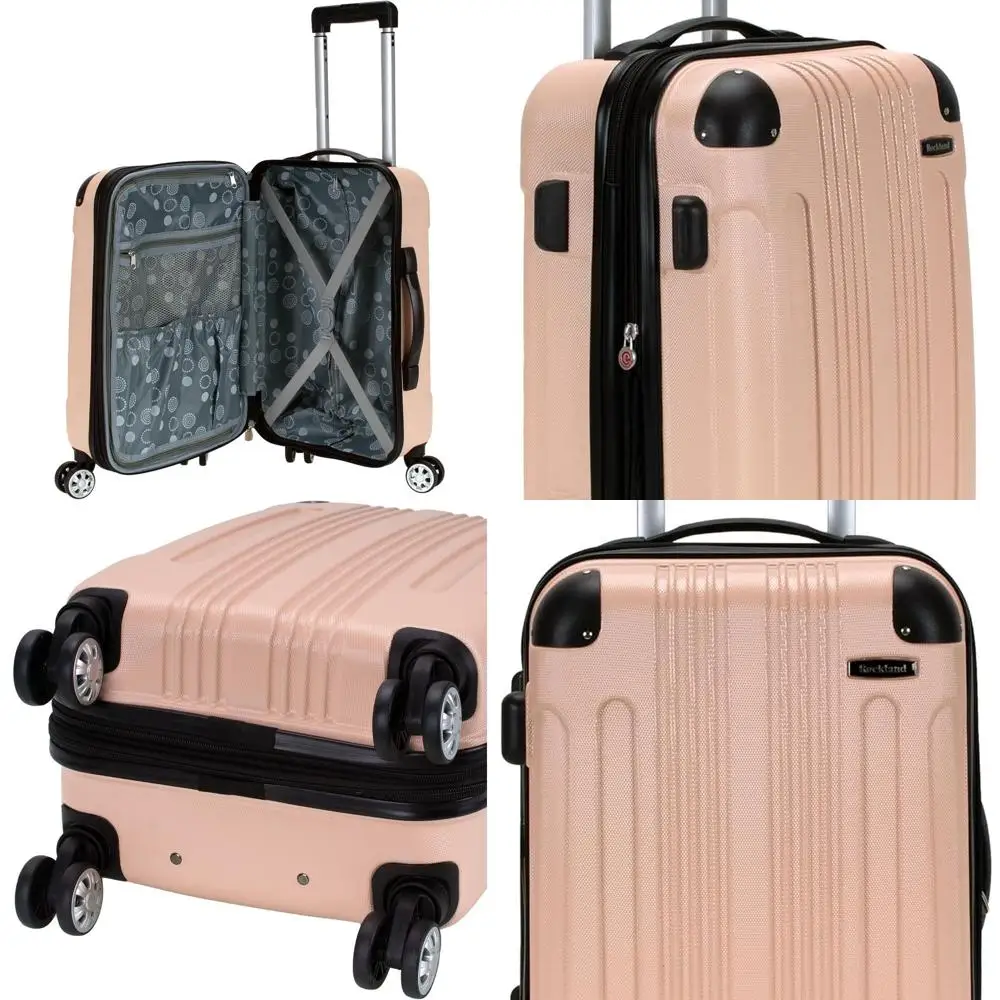 

Чемодан-спиннер с твердой поверхностью шампанского, 20, размер ручной клади, 22x13,5x10