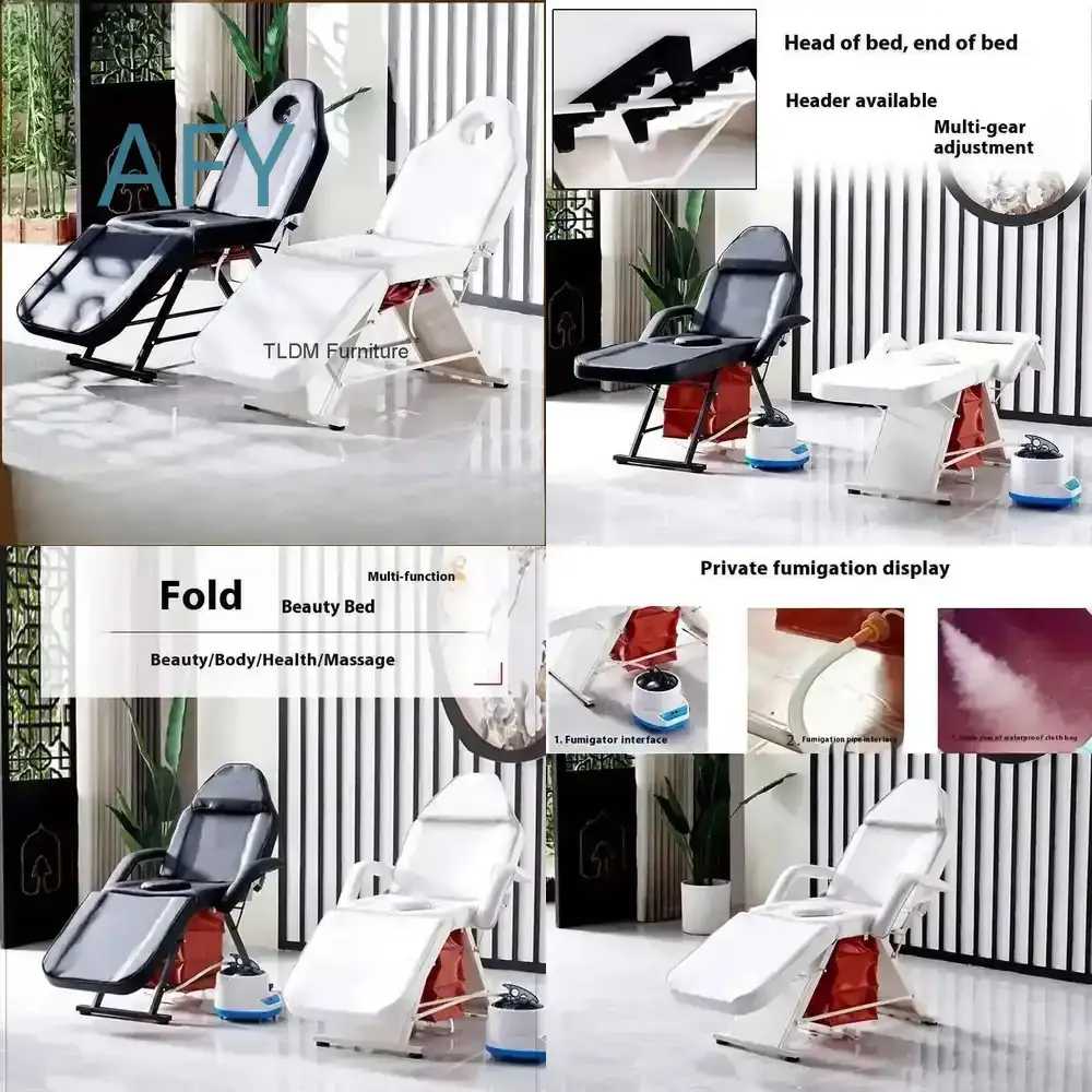 Plegable Adjustable Curved Beauty Bed for Spa Massage Therapy Multi-position Foldable Space-saving No Installation Massage