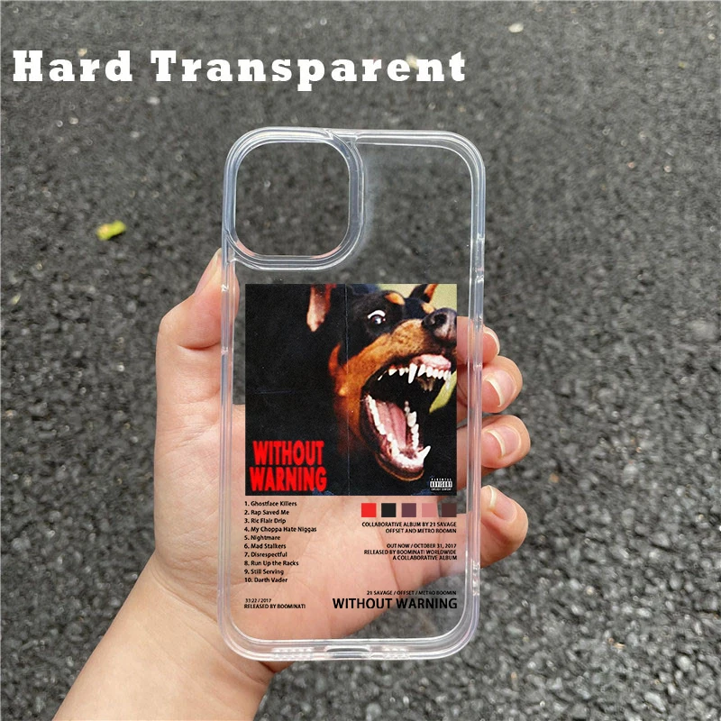 21 Savage sin advertencia, funda de teléfono para IPhone 11 12 Mini 13 14 Pro XS Max X 8 7 6s Plus SE XR, carcasa trasera transparente dura