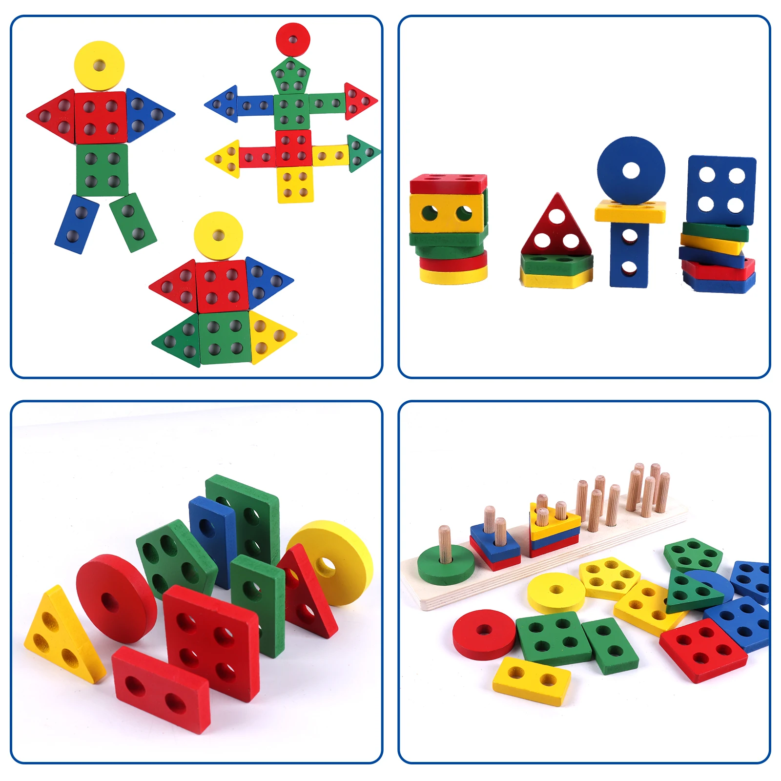 Montessori Houten sorteer- en stapelspeelgoed Activiteit Vroeg leren Ontwikkeling Kleurherkenningssorteerder voor kinderen vanaf 3 jaar