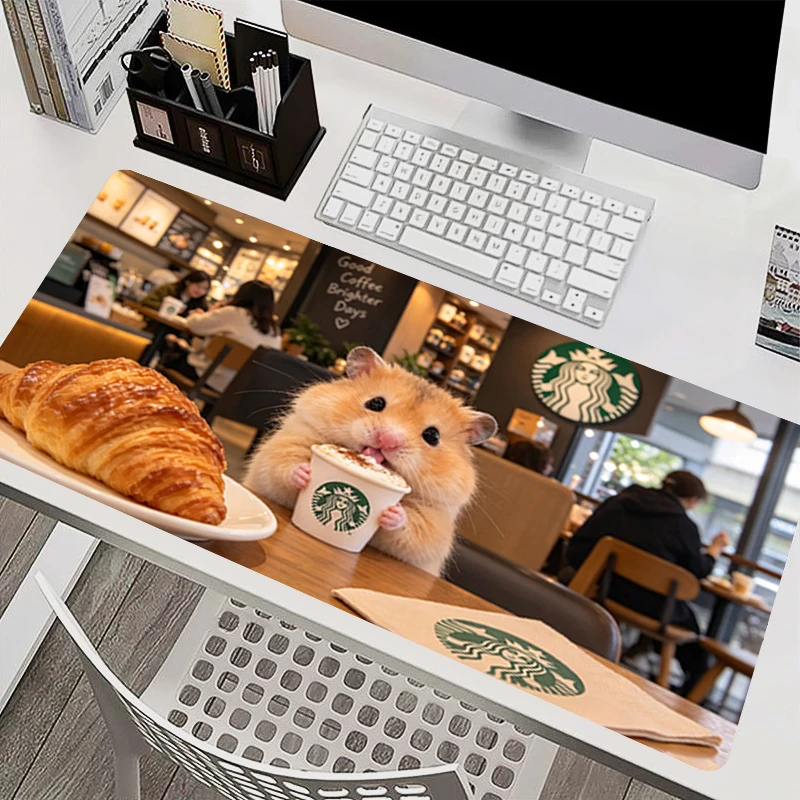 Gaming Extended Mouse Pad Big Size Laptop Desk Mat Cute Cartoon Hamster Keyboard Pad Gamer Non-Slip Mousepad Computer Mousepad