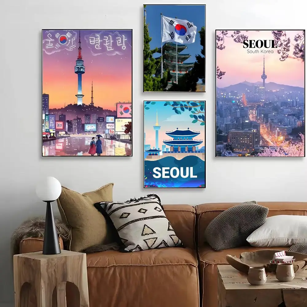 City modern S-Seoul Poster HD Art Decorative Wall Art Waterproof Home Décor for Living Room Bedroom Café Stylish Gift