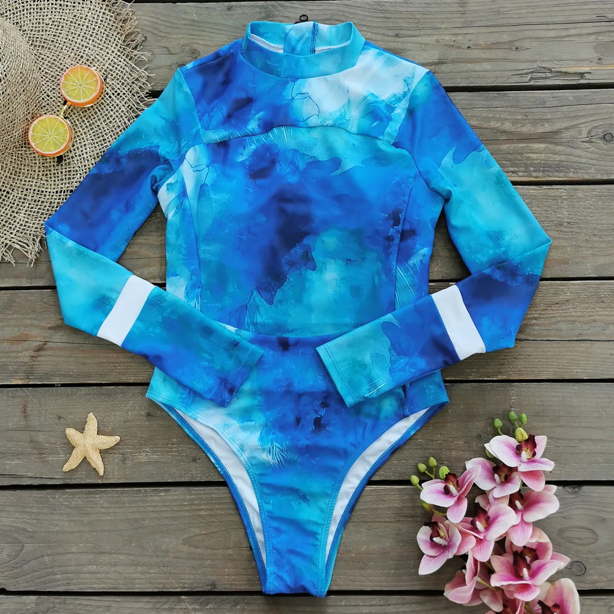 Blue One Piece ชุดว่ายน้ํา 2025 ใหม่ Vintage Retro ชุดว่ายน้ําผู้หญิงชุดว่ายน้ําชุดว่ายน้ํา Beachwear Monokini ชุดว่ายน้ําหญิง
