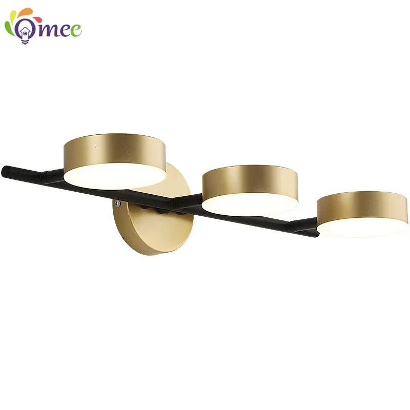 

Nordic Lights 3 Colors changeable Led Wall Lamp For Bathroom Makeup Mirror Lamps Golden Stair Light Modern Wall Lights Bedroom