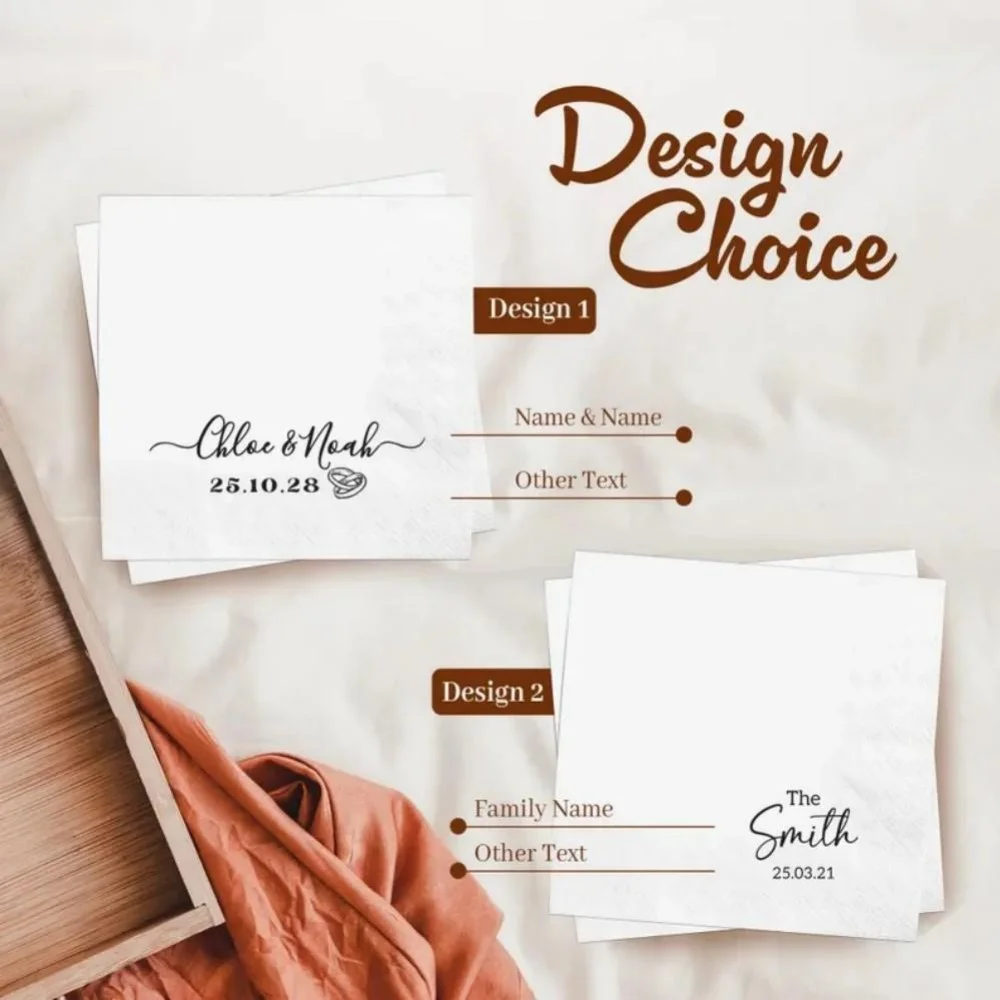 مناديل زفاف مخصصة مع الاسم |   مناديل الحفلات الشخصية |   أي نص على المناديل الخطوبة #3