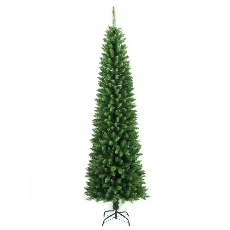 

PVC Christmas Artificial Tree Green Pointed Slender Slim Pen Pole Christmas Tree Christmas Atmosphere Decorations 1.2m To 2.7m