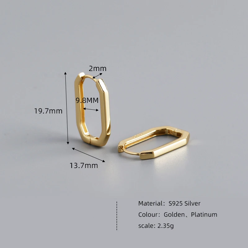 WANTME 925 فضة الحد الأدنى بيان مربع هوجيز هوب أقراط للنساء الرجال موضة الفرنسية ثقب مجوهرات الحفلات #2