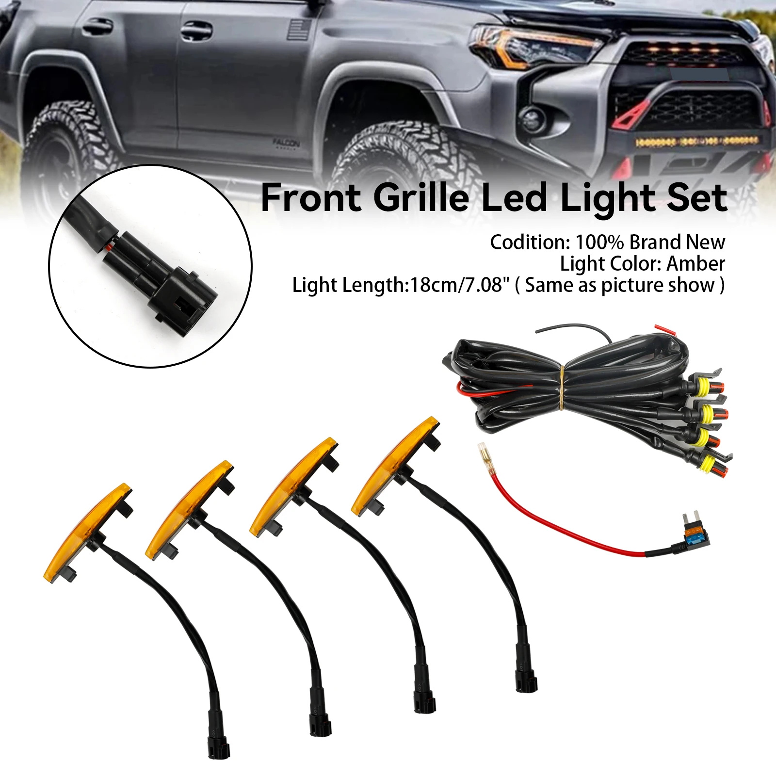 Artudatech 4PCS Plastic Car Grille LED Lights Light Fit Toyota 4Runner 2014-23 TRD Pro