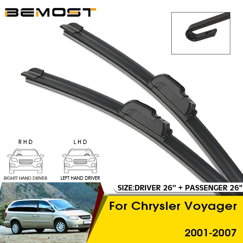 

Car Wiper Blades For Chrysler Voyager 2001-2007 Windshield Windscreen Front Window Blades 26"+26" Car Accessories