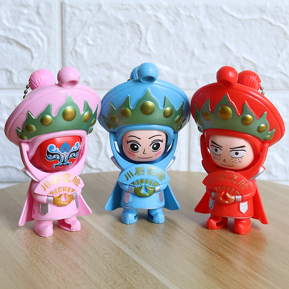 1 Pcs Funny Face-changing Sichuan Opera Dolls Chinese Traditional Folk Craft Sichuan Opera Keychain Action Figure Toys Gifts