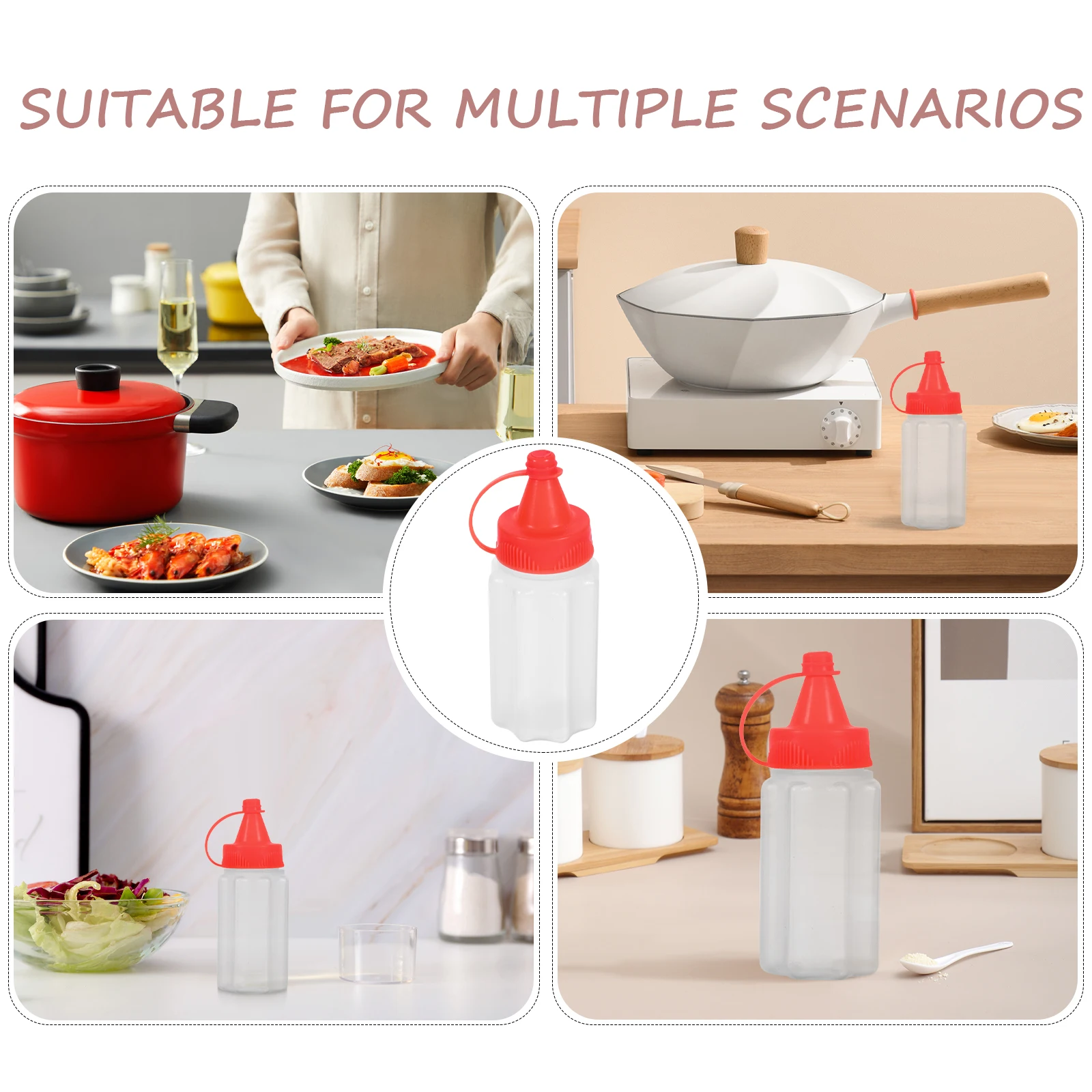 

4 Pcs Mini Sauce Bottles Small Condiment Squeeze Containers Green Portable Oil Salad Dressing Mustard Bottle Lightweight Travel