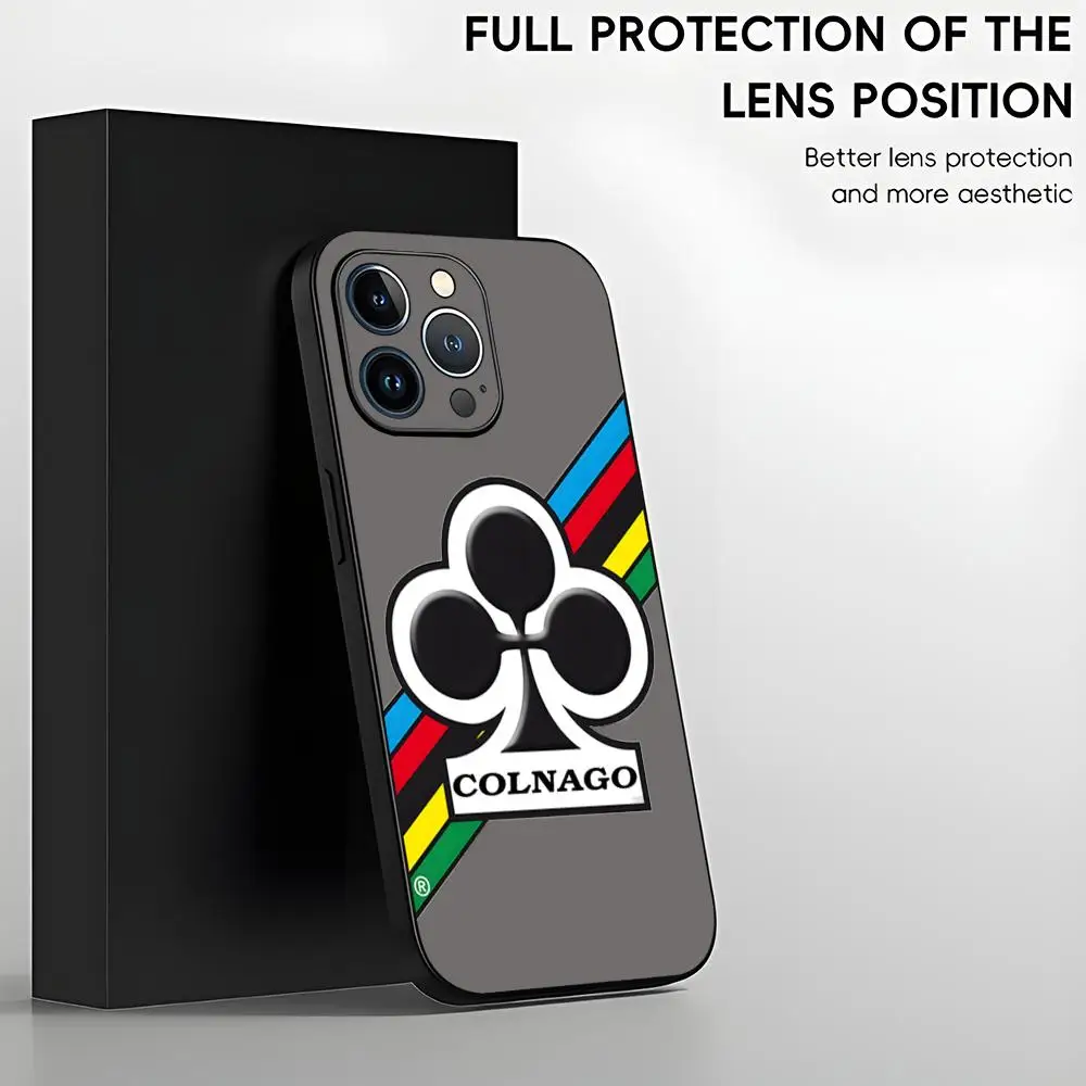 High-end fashion C-Colnago logo Phone Case For iPhone 16 15 14 13 12 11 X XR XS 8 Plus Mini Pro Max Soft black Shockproof Cover