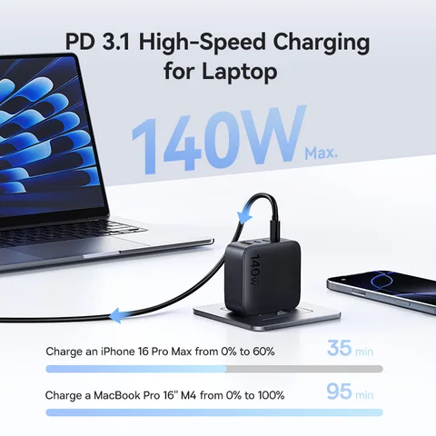 Зарядное устройство Baseus 140W PD, USB-C, быстрое зарядное устройство для MacBook, планшетов, телефонов, для iPhone 17, 16, 15