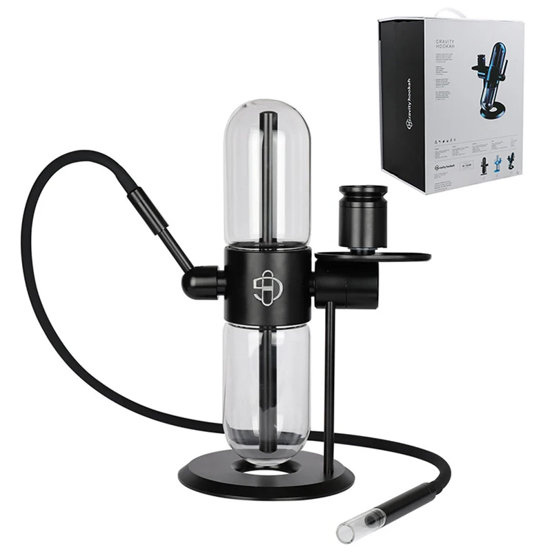 

Gravity Hookah with 360° Rotation Transparent Glass Water Pipe Kit Includes Bowl Mouthpiece Premium Heat Management Smoking Set