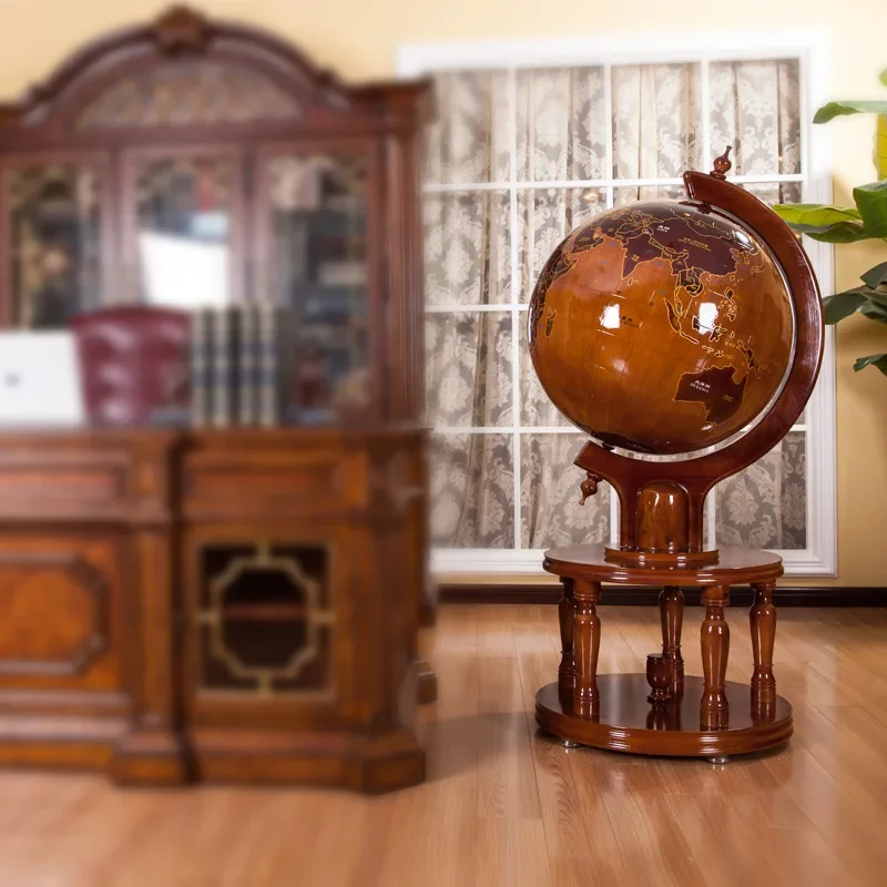 

Глобус из массива дерева, украшения от пола до потолка, декор для офисного стола