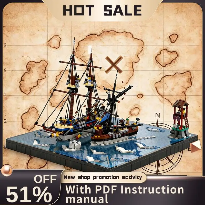 

New 6562Pcs Moc European Medieval Pirates Series Epic Boarding Party Creative Ideas Imperial Flagship Toy Gift Building Blocks
