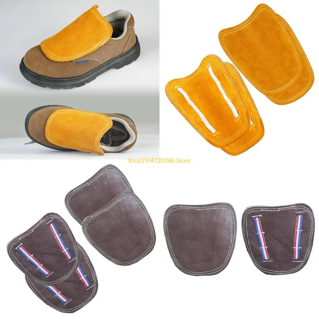

K0EA Protective Leather Welding Leggings Shoe Protectors Suitable for Heat Wear Resistance Industrial Use Construction Sites