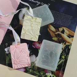 Daisy Flower Silicone Mold with Hole DIY Rectangle Scented Gypsum Pendant Ginkgo Leaf Handmade Aromatherapy Wax Tablets Mold