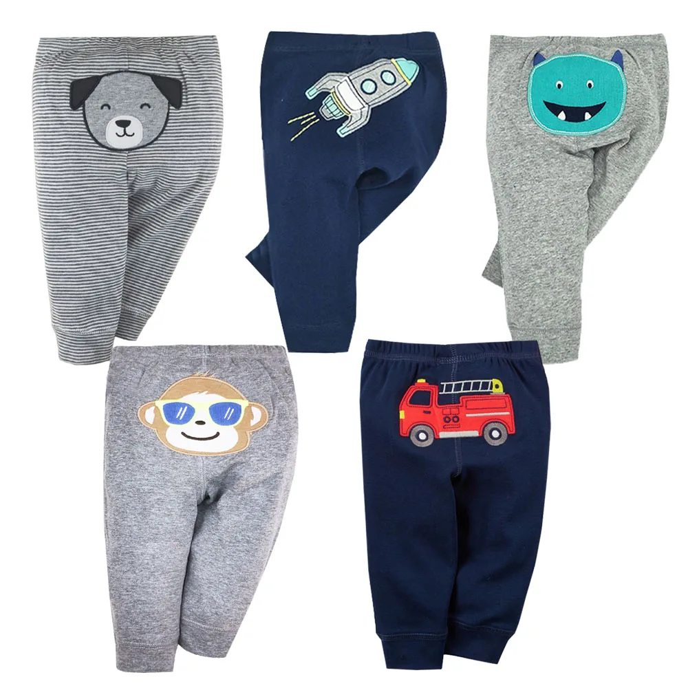 3/5PCS/LOT Newborn Pants Cartoon Four Seasons 100% Cotton Soft Girl Pants Baby Boy Trousers Pants 9-24M-3TM Baby Girl Leggings