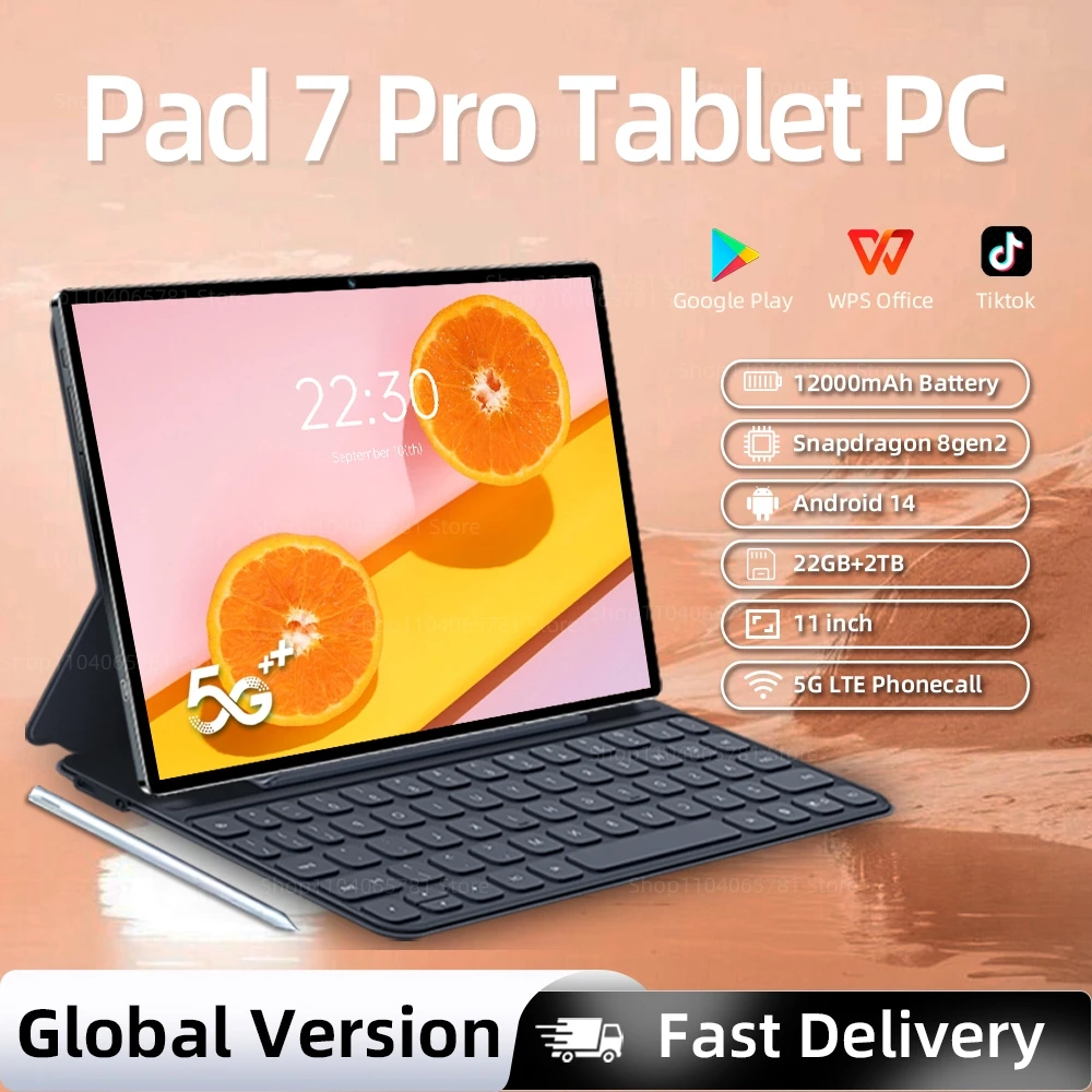 �y�Z�[�����z�V�i�I���W�i��Android 14�^�u���b�gPad 7 Pro 22TB+2TB Snapdragon 8gen2 5G WiFi 12000mAh �f���A��SIM GPS HD 4K �O���[�o���Ń^�u���b�gPC