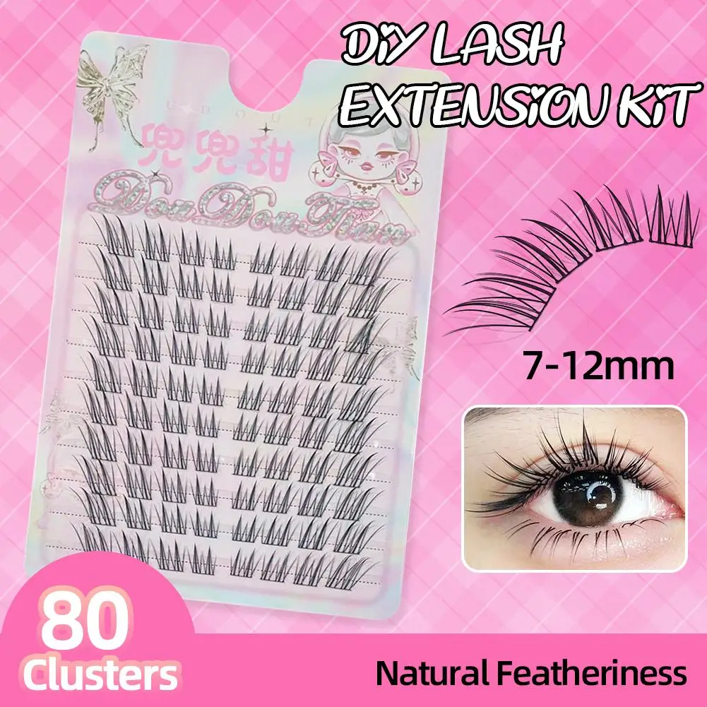 Schräge künstliche Wimpern, 10 Reihen, DIY, natürliche Manga-Cluster-Wimpern, Wimpernverlängerung für Frauen, Make-up-Salon
