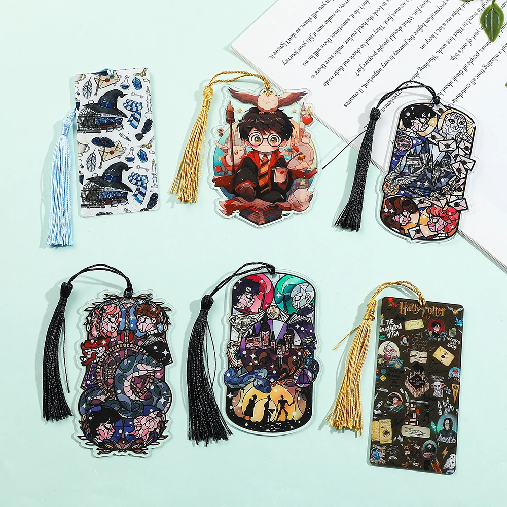 Marcapáginas acrílicos de Harry Potter para amantes de los libros, accesorios de lectura, regalos de cumpleaños para familiares, amigos, regalos de navidad