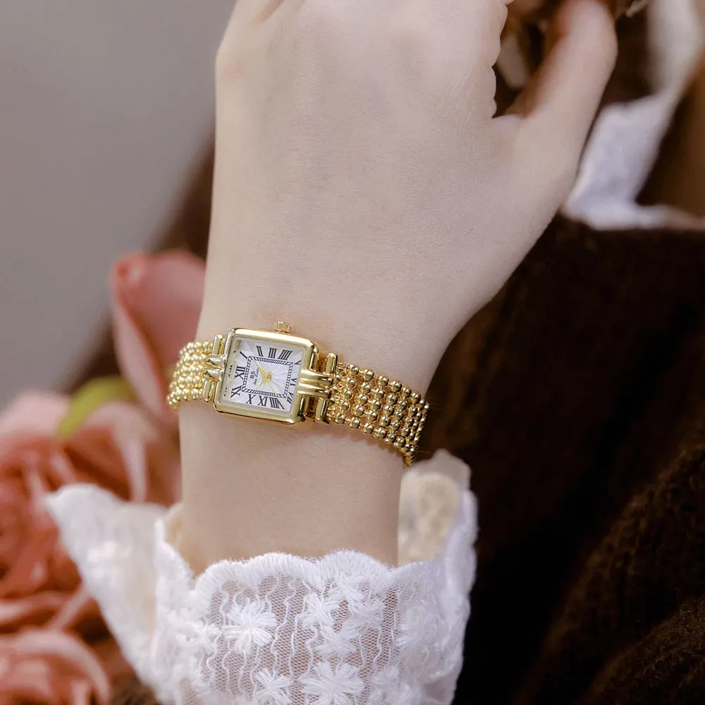 NEW Ladies Watches Fashion Gold Bracelet Women Luxury  Vintage Quartz Watches Simple Square Dial Female Dress Gifts Waterproof