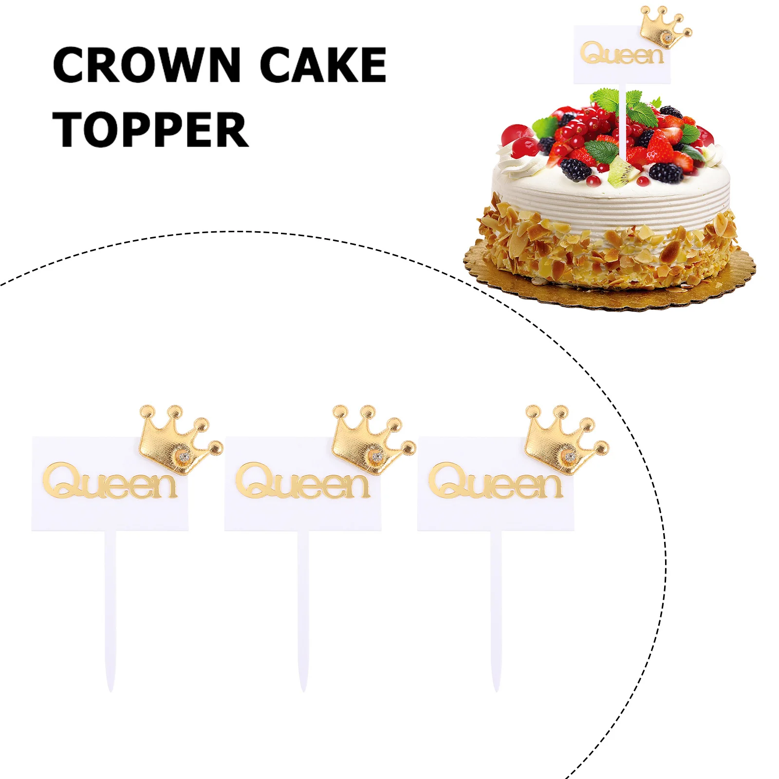 

Acrylic Crown Cake Topper Decor Princess Cupcake nament Birthday Party Supplies Premium Material Long Time Use