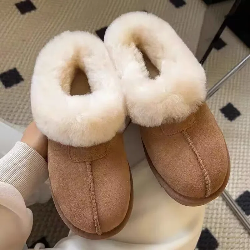 

Women's Thick Plush Thick-soled Snow Boots Round Toe Slip-on Winter Women's Cotton Shoes Fluffy Plush Warm Non-slip Ankle Boots