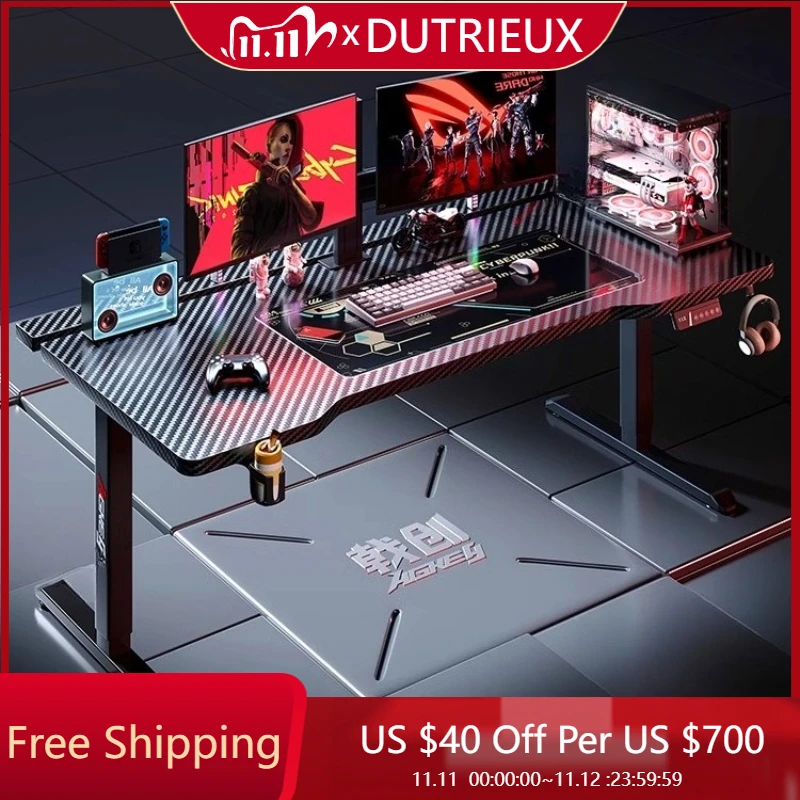 

Electric Lifting Computer Table Solid Wood Unique Monitor Stand Bedroom Table Magazine Racks Bookcase Escritorios Furniture