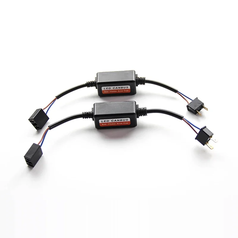 2pcs LED CANbus ถอดรหัสอะแดปเตอร์สําหรับ H1 H4 H7 H11 9005 9006 9012 Anti-Flicker Harness หลอดไฟตัวต้านทานคําเตือนข้อผิดพลาด Canceller