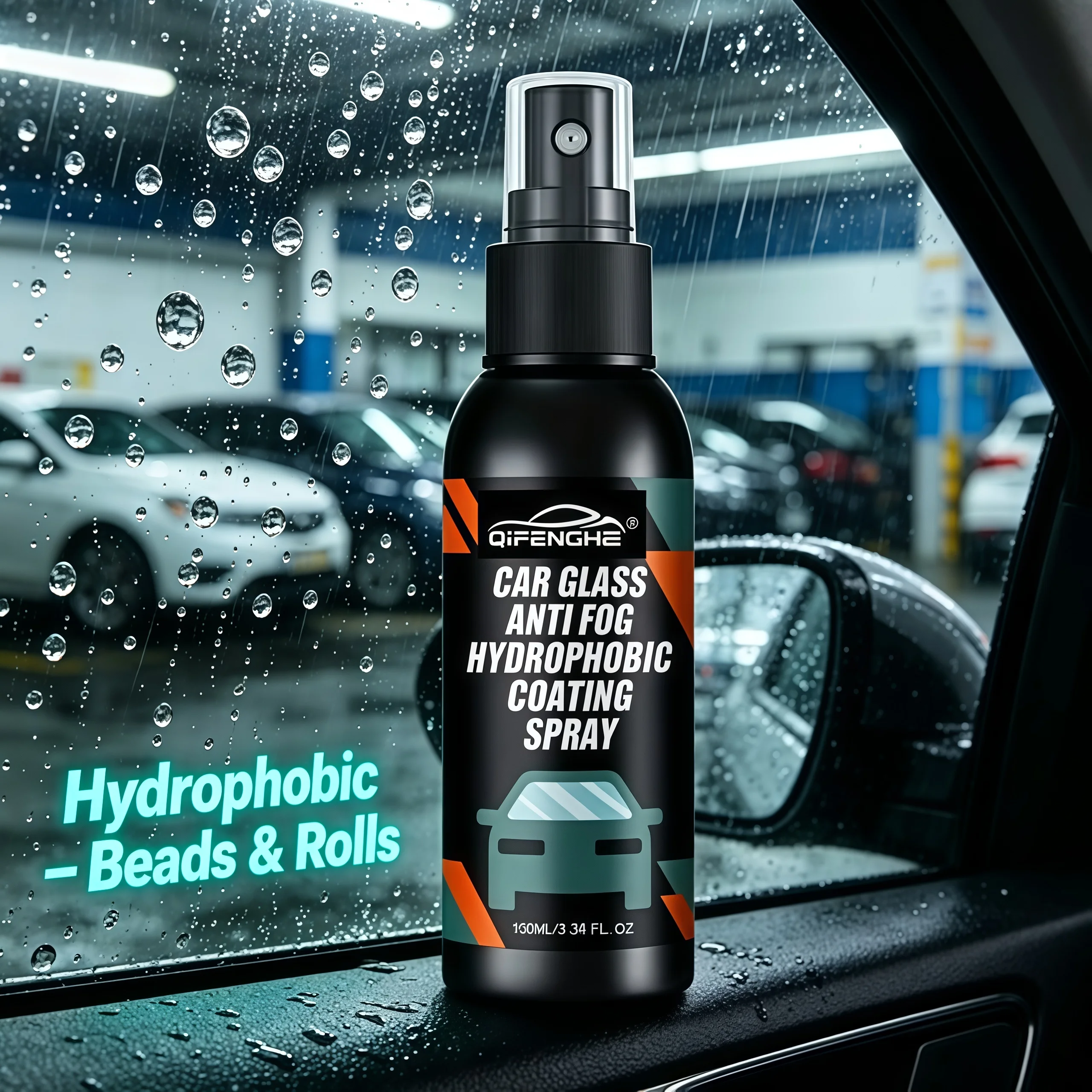 Car Windshield Anti-Fog Spray, Hydrophobic Glass Coating, Rain Repellent for Auto Windows, Prevents Fogging & Improves Driving V