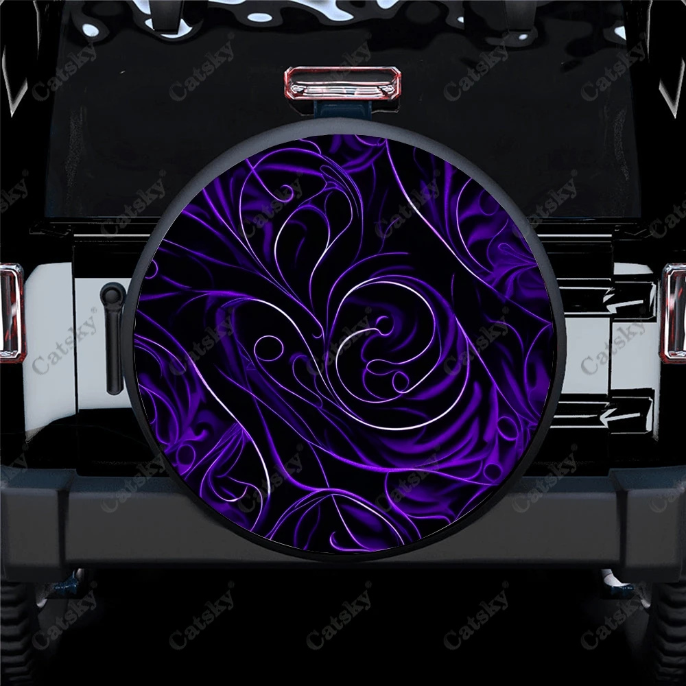 Floral Swirl Pattern Polyester Universal Spare Wheel Tire Cover Custom Tire-Covers for Trailer RV SUV Truck Camper