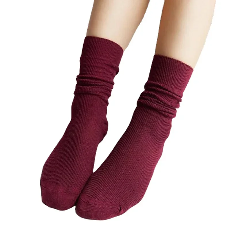 Women's Socks for Woman Winter Autumn Middle Tube Kawaii Cotton Black Red Khaki Feminino Girls Cute Stockings DT112