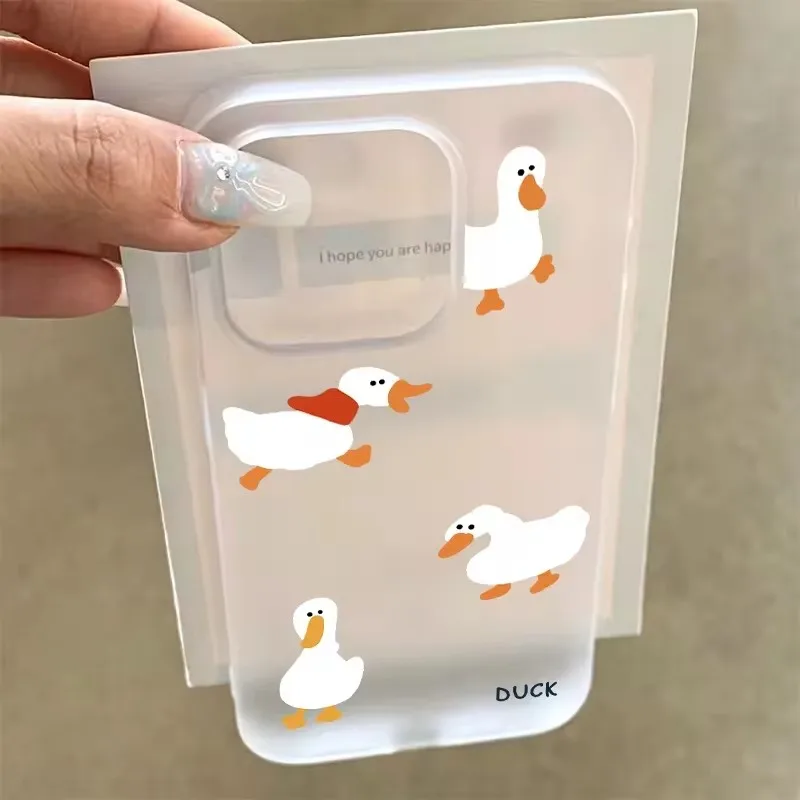 Матовый полупрозрачный чехол для телефона Super Cute Duck Quack для iPhone 16, 15, 14, 13, 12, 11 Pro 16E X XR XS Max 7, 8 Plus SE2025, мини-чехол