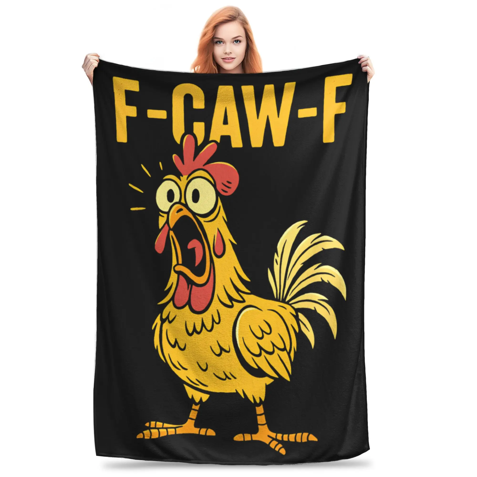 

F-Caw-F Chicken Blanket Warm Soft Graphic Plush Throw Blanket For Students Home Decor Flannel Bedspread Bed Cover