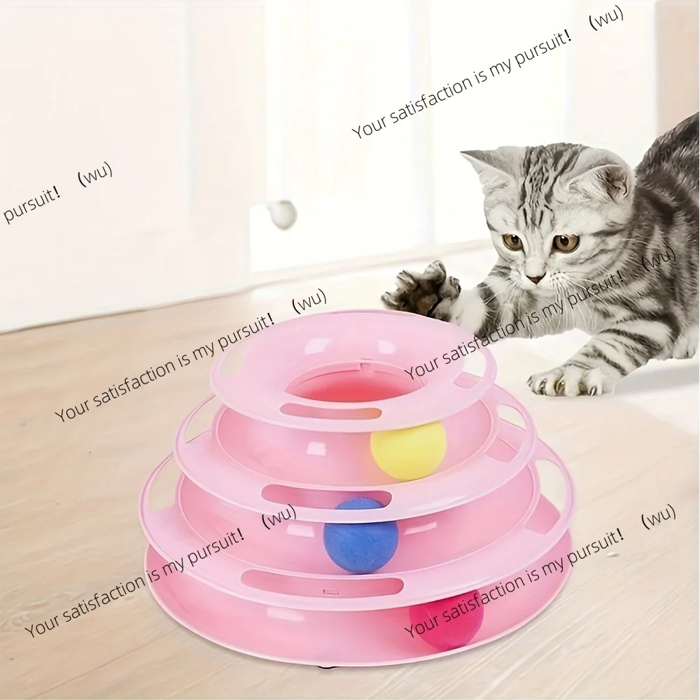 Three-layer interactive cat toy tower with colored balls to exercise mental and physical fitness