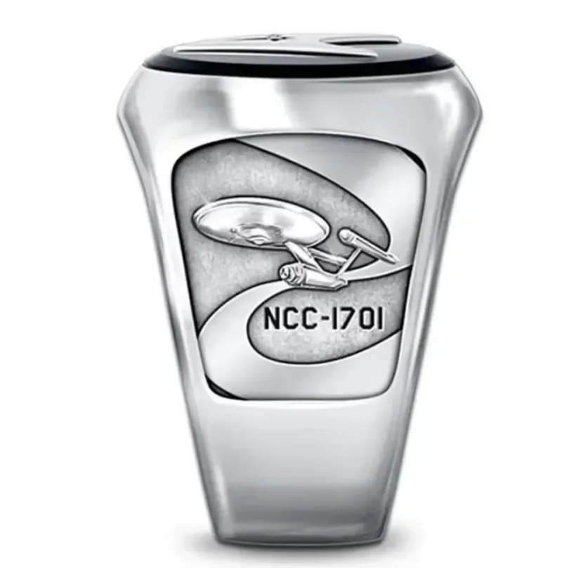 European and American New Fashion Star Trek Logo White Zircon Inlaid Personalized Popular Men's and Women's Rings
