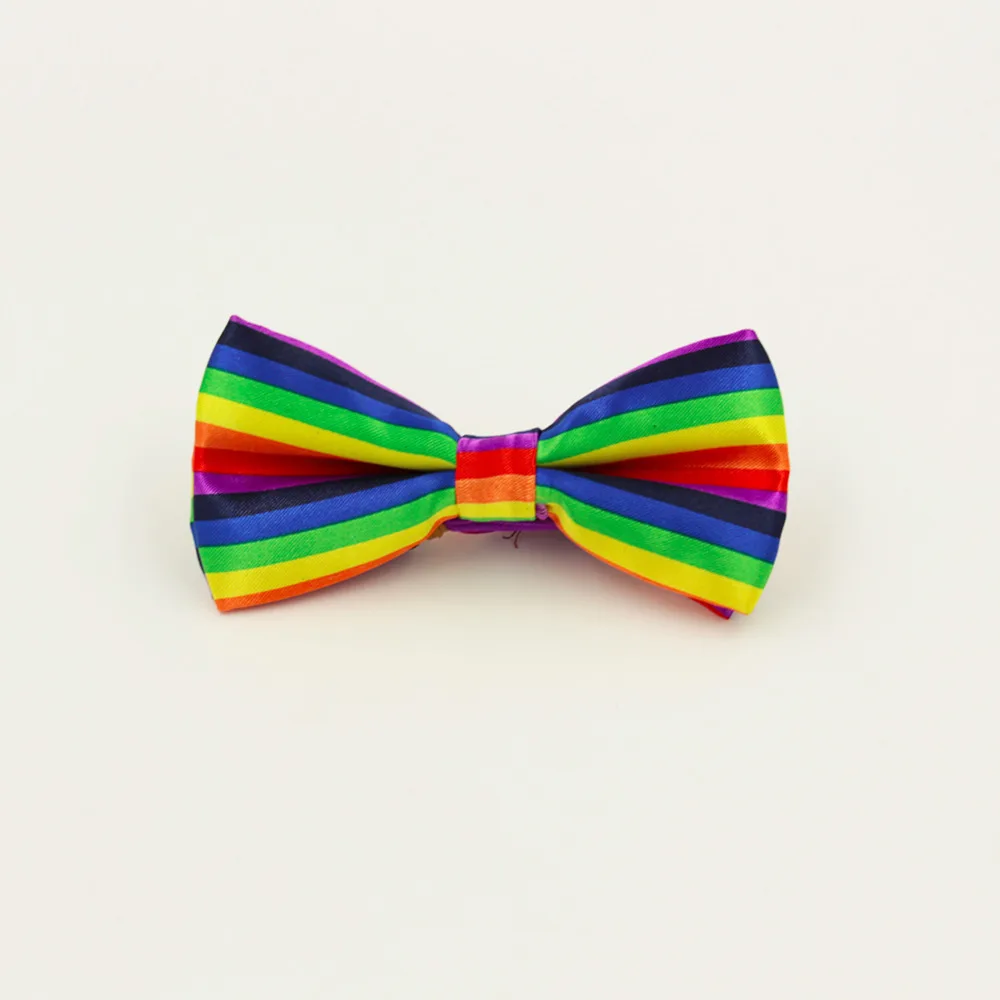 LGBT BOW Tie Wedding Party Leisure Rainbow Stripe Bowtie Rayon Polyester Necktie For Groom Men Women