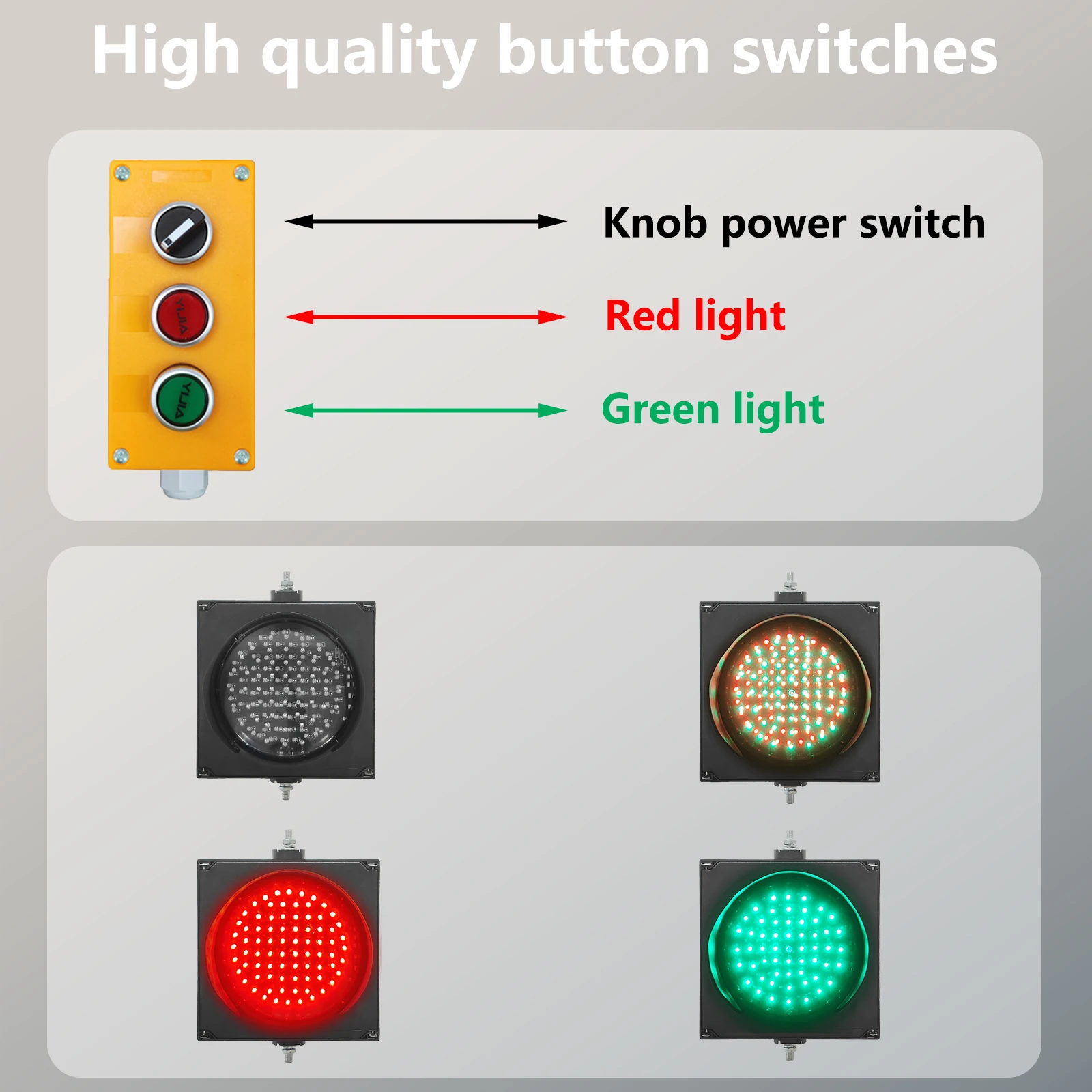 Traffic Light Indicator Electronic Lights PC Housing Water Resistant Led Button Controller 200mm Signals 220v Warning Car Yellow