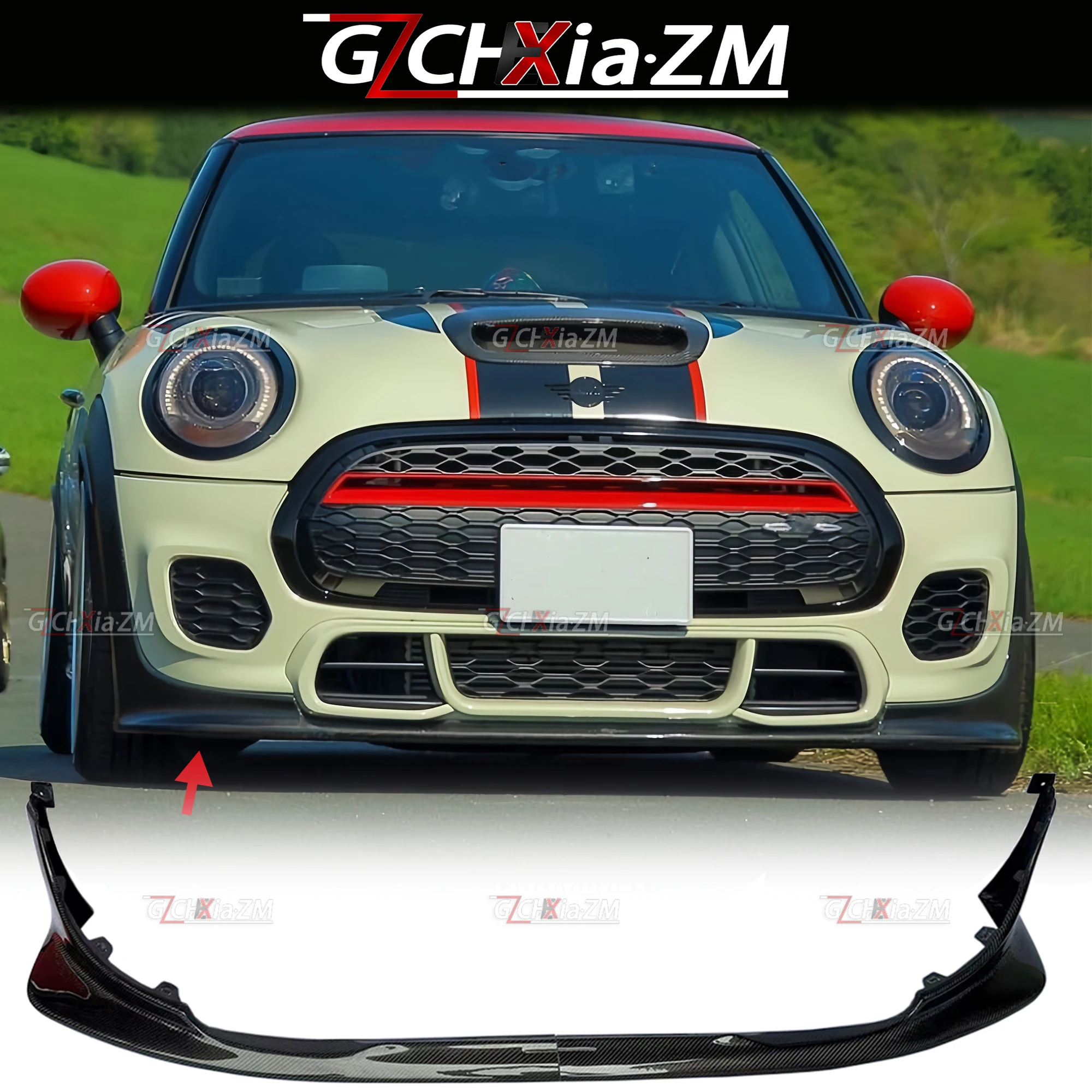 Suitable For F56 Mini Cooper S 2PCS DAG Body Kit Spoiler Ducklip Guard Carbon Fiber Front Bumper Lip Splitter (JCW Front Only)