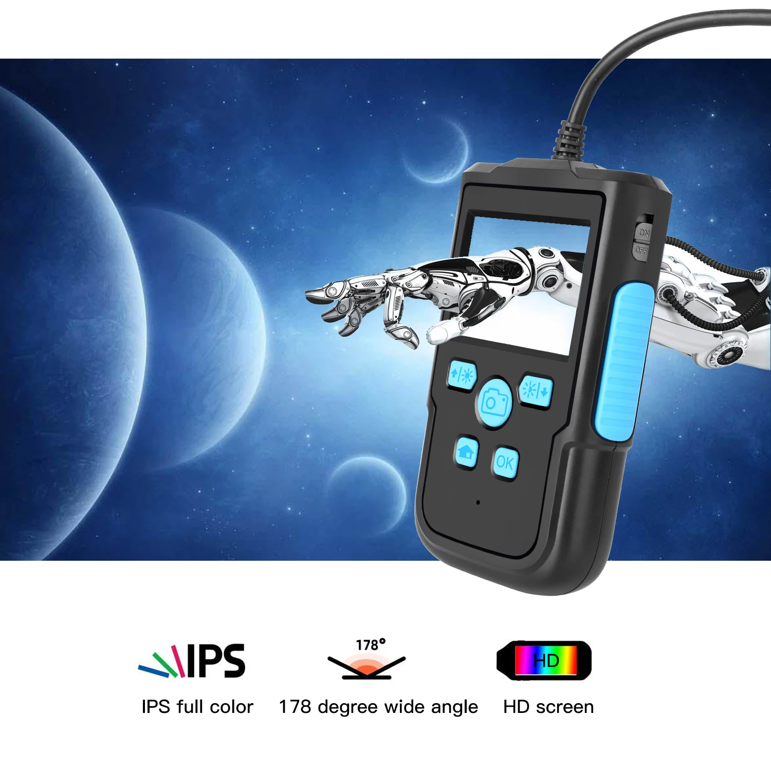 2.4Inch 2MP 1080P 3.9MM/5.5MM/8MM Screen Endoscope Handheld CMOS Borescope Inspection Otoscope Camera