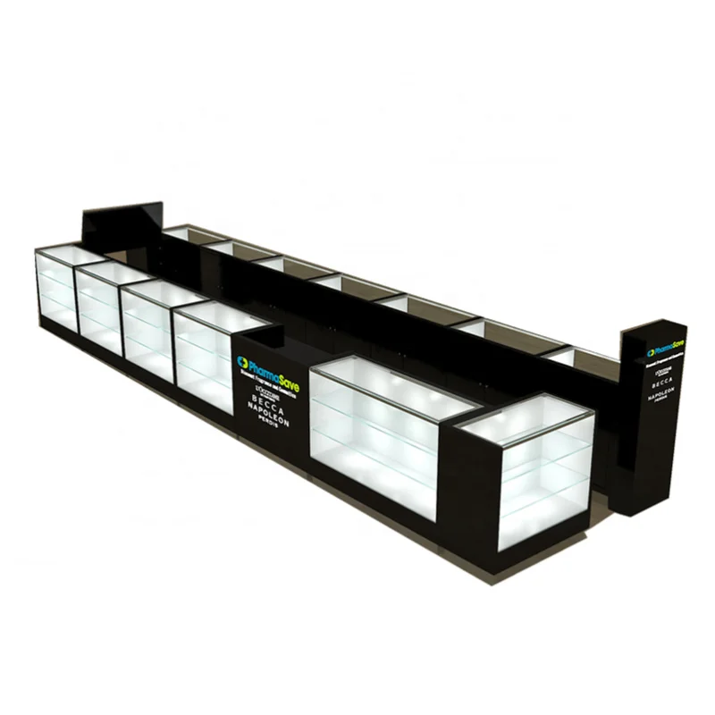 

Custom. high quality LED light smoke shop showcase smoke kiosk tempered glass jewelry kiosk for shopping mall