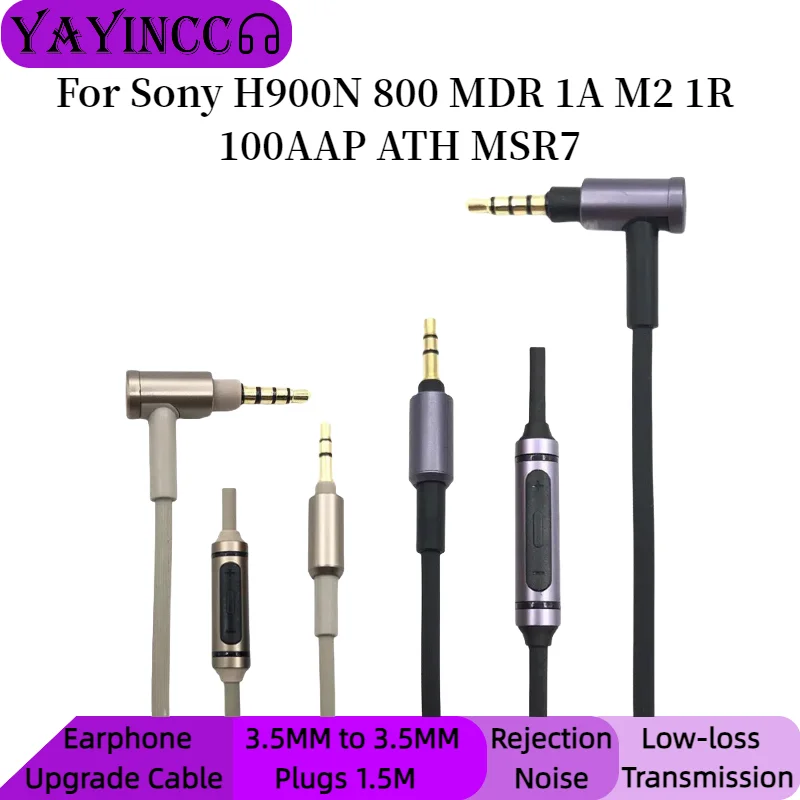 

YAYINCC Replacement 3.5mm Jack Cable Cord For Sony H900N 800 MDR 1A M2 1R 100AAP ATH MSR7 Headphones 90 Degree HIFI Audio Mic