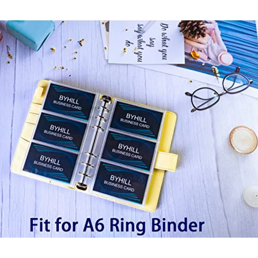 40 Pack 240 Pockets A6 Binder Business Card Sleeves UltraClear Kpop Photocard Sleeves Double Sided 3 Pocket 6 Ring Planner Refi